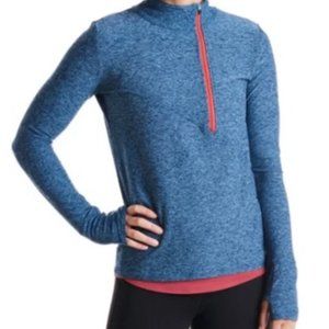 Oiselle Blue Long Sleeve Top with Red Zipper